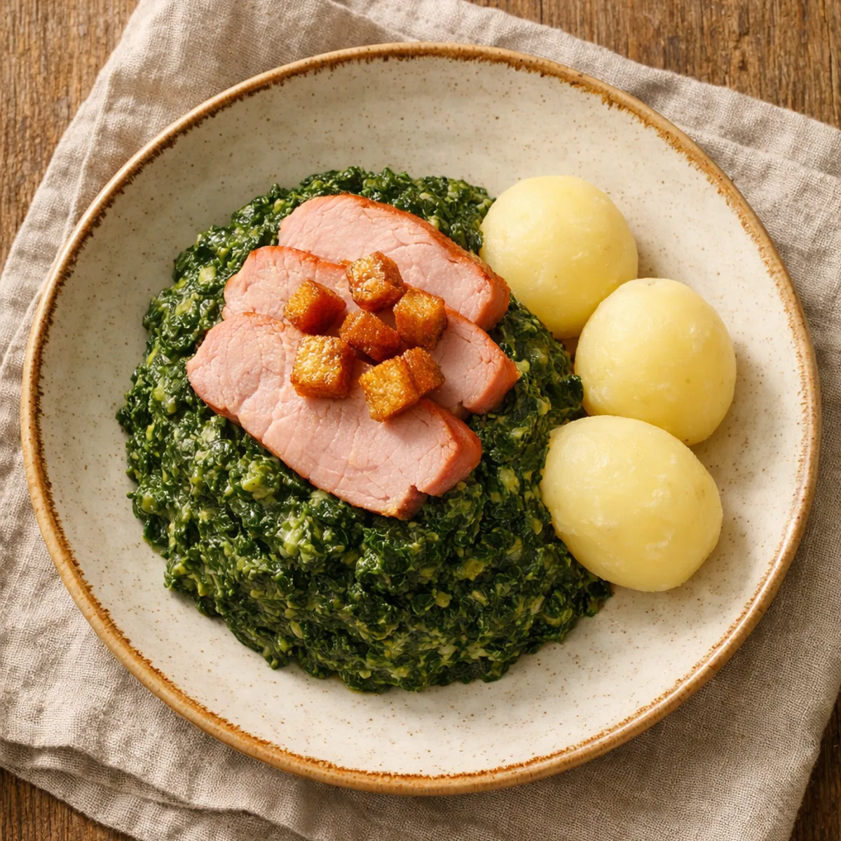 Grønlangkål med kasseler